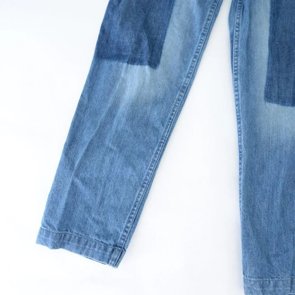 French Connection Blue Shadow Dungarees Denim Overalls Med - Picture 6 of 16